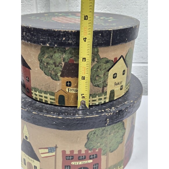 Stacked Shaker Boxes 3 Hand Painted Cottagecore Farm Homestead - Picture 13 of 16